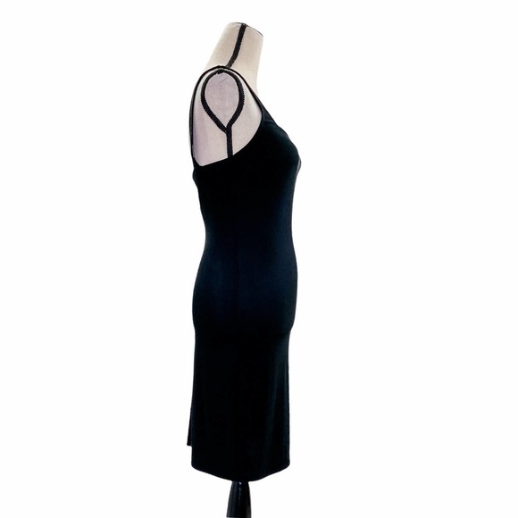 CARABELLA Collection Solid Black Sleeveless Strappy Back Mini Bodycon Dress - Picture 4 of 14